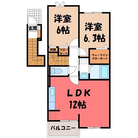 小山駅 バス25分  星野胃腸外科医院下車：停歩10分 2階の物件間取画像